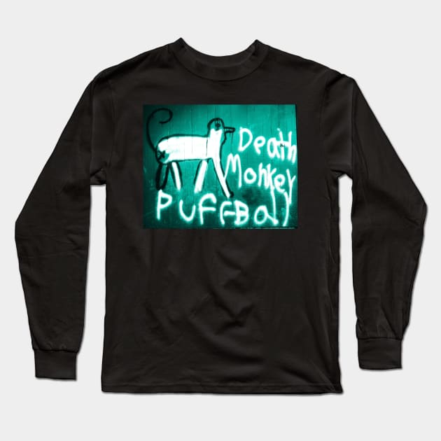 Death Monkey Puffball Teal Long Sleeve T-Shirt by Death Monkey Puffball